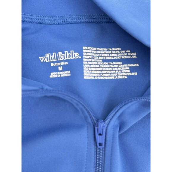 Wild Fable Butterbliss 1/4 Zip Crop Mock Neck Shirt Long Sleeve Blue Stretch Med - Picture 5 of 5